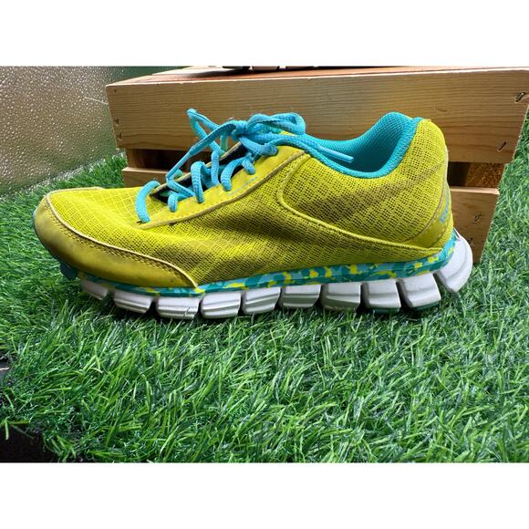 Reebok SmoothFlex Running Shoes - Neon Green/Blue- Size 6.5W - Picture 3 of 11